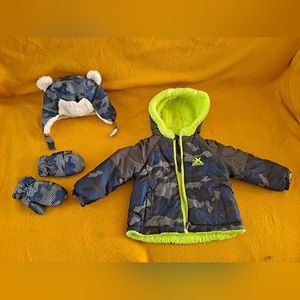 Baby Boy Winter Coat/Hat/Gloves Bundle Sz 12 Months